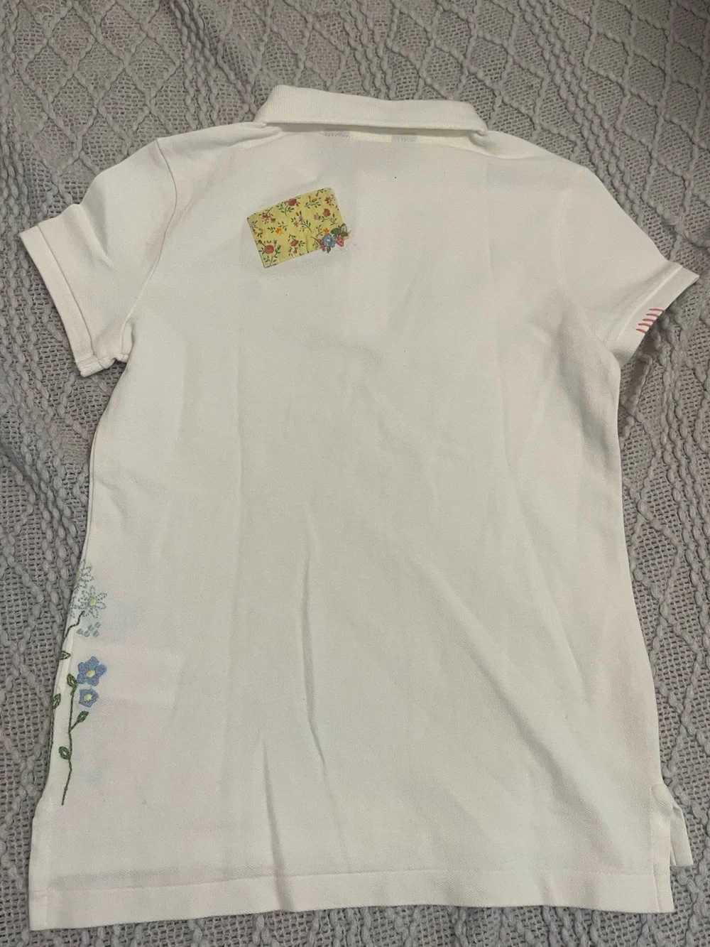 Ralph Lauren White Polo Dress with Floral Embroidery
